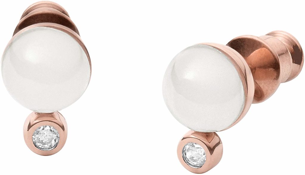Boucles d'oreilles Skagen rose gold et blanches avec oxyde de zirconium SKJ0969791