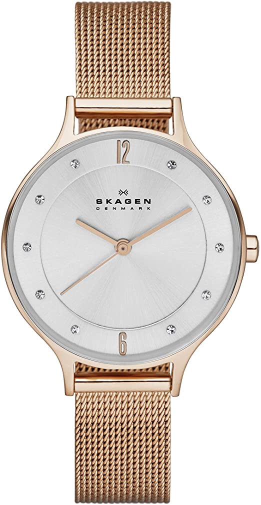 Montre Skagen pour femme en acier maille milanaise rose doré