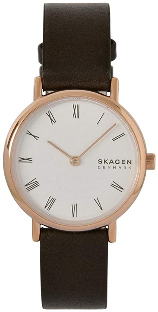Montre Skagen Signatur pour Femme en Cuir Marron SKW2760 vue de face