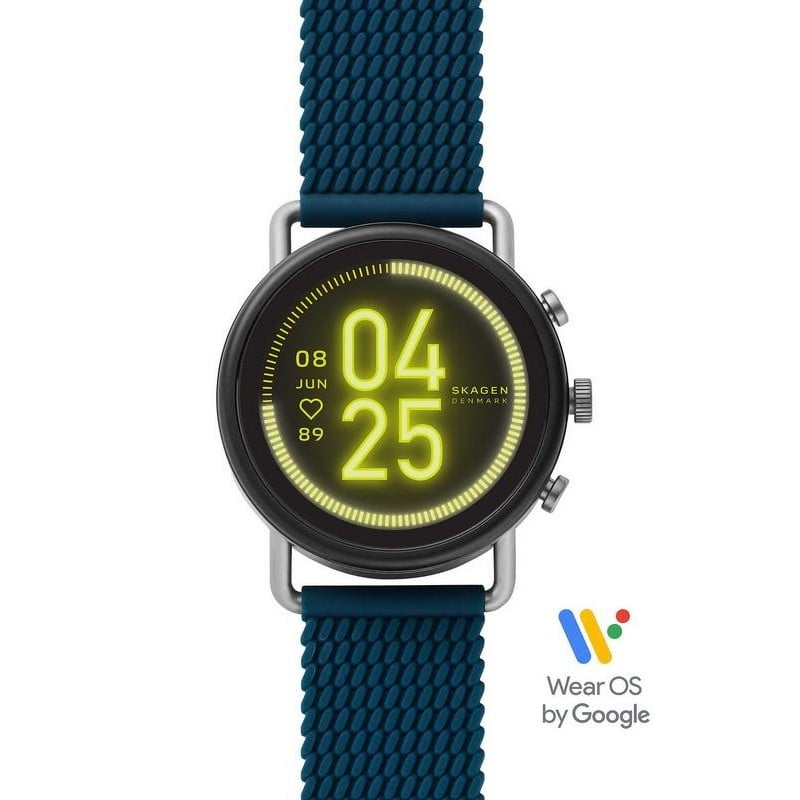 Montre connectée Skagen Falster 3 SKT5203 avec bracelet en silicone bleu Wear OS by Google
