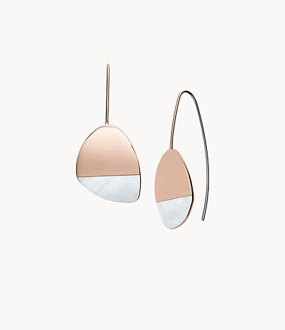 Boucles d'oreilles pendantes bicolores Skagen SKJ1298998 Agnethe rose gold et effet marbre