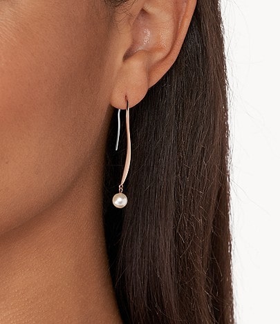 Boucles d'oreilles pendantes Skagen SKJ1440791 en acier inoxydable rose gold et perles Agnethe