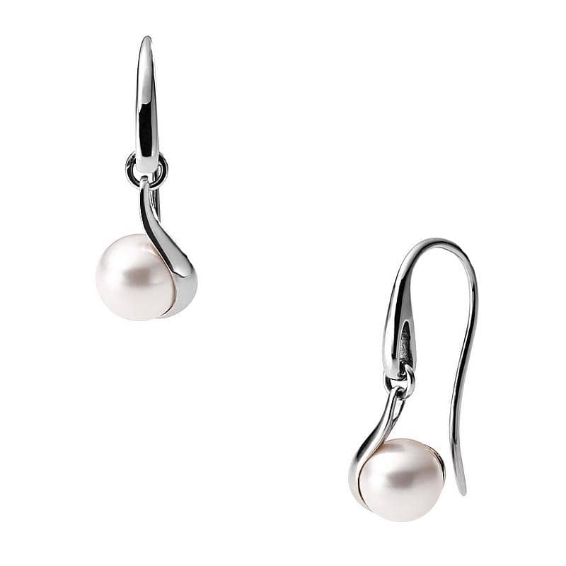Boucles d'oreilles pendantes Skagen SKJ0090040 pour femme avec perles en cristal blanc