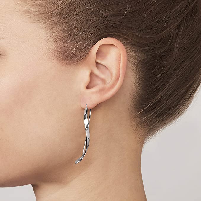 Boucles d'oreilles pendantes pour femme Skagen B09XGVWCDZ vues portées en acier inoxydable