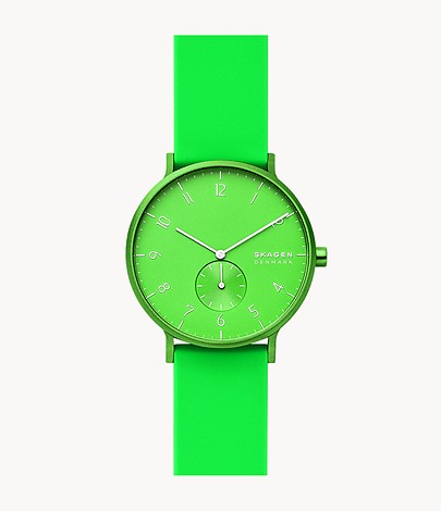 Montre Skagen Aaren Kulor avec bracelet en silicone vert SKW6556